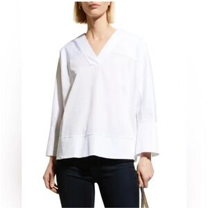 NWT $225 Harshman Women's White V-Neck monica popover blouse size  XS